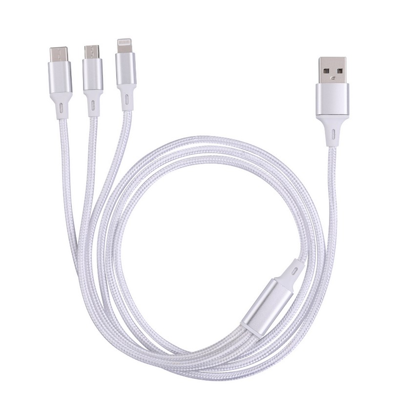Cable carga rápida 3 en 1 (USB a tipo C, Lightning y micro USB