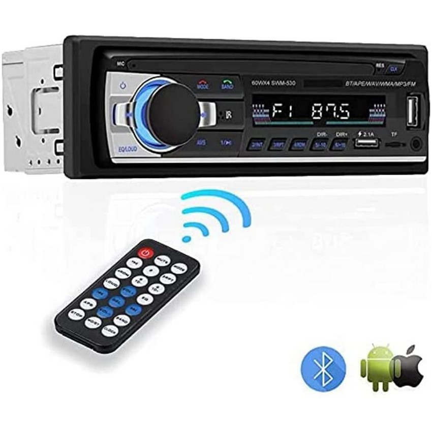 Radio de coche Bluetooth 4 x 45 W universal 1 DIN estéreo de coche  Bluetooth manos libres micrófono incorporado 4 x 45 W receptor de radio de  coche