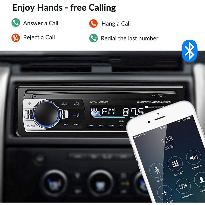 NK Auto Radio Coche con Bluetooth y 1 DIN NK-RADIOCAR