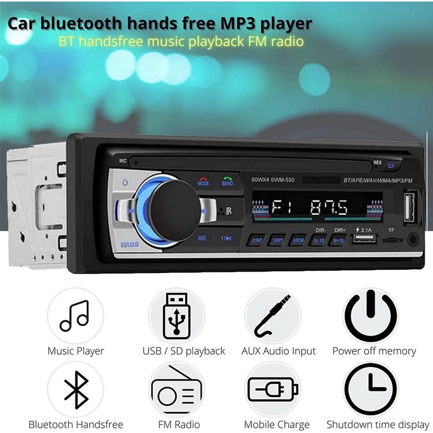 Bluetooth Manos Libres USB FM Aux Radio MP3 Reproductor Integrado