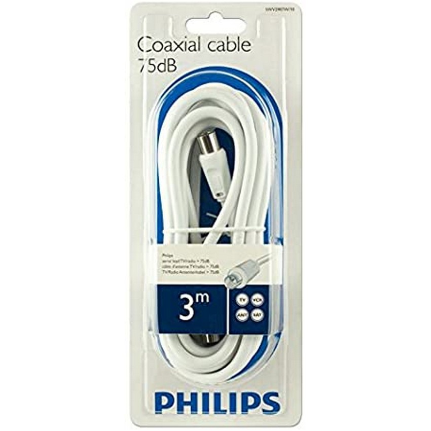 Philips Cable de Antena TV Coaxial Tipo PAL SWV2516W/10