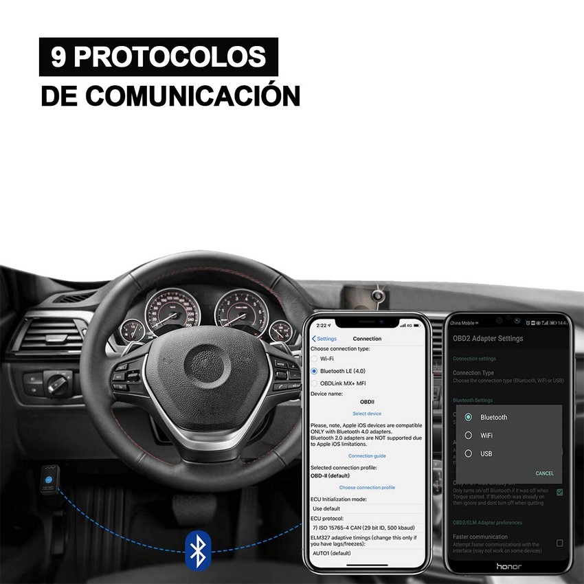 NK Interface Bluetooth Botón OBD2 iOS y Android NK-CA32005