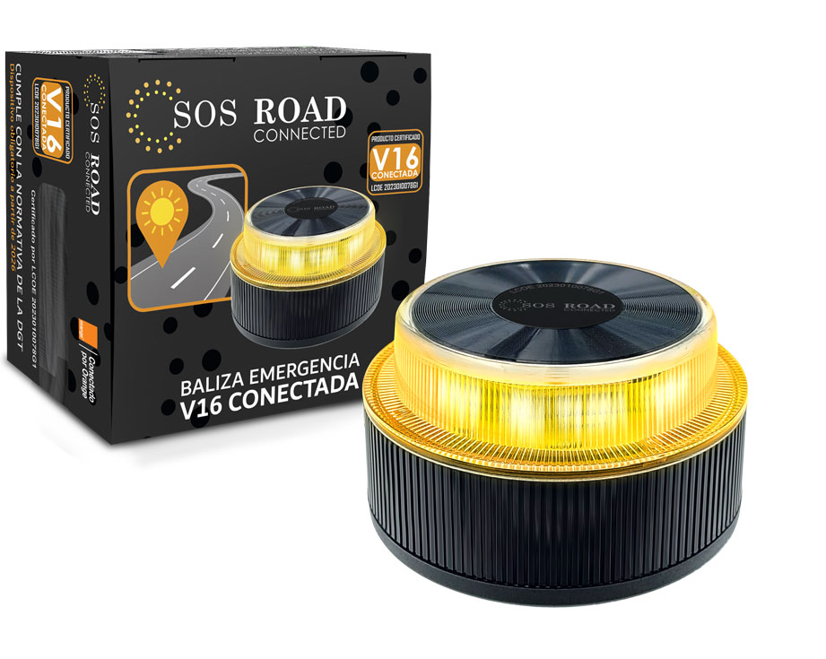 🚨 SOS ROAD Connected - Baliza V16 homologada DGT 3.0, obligatoria
